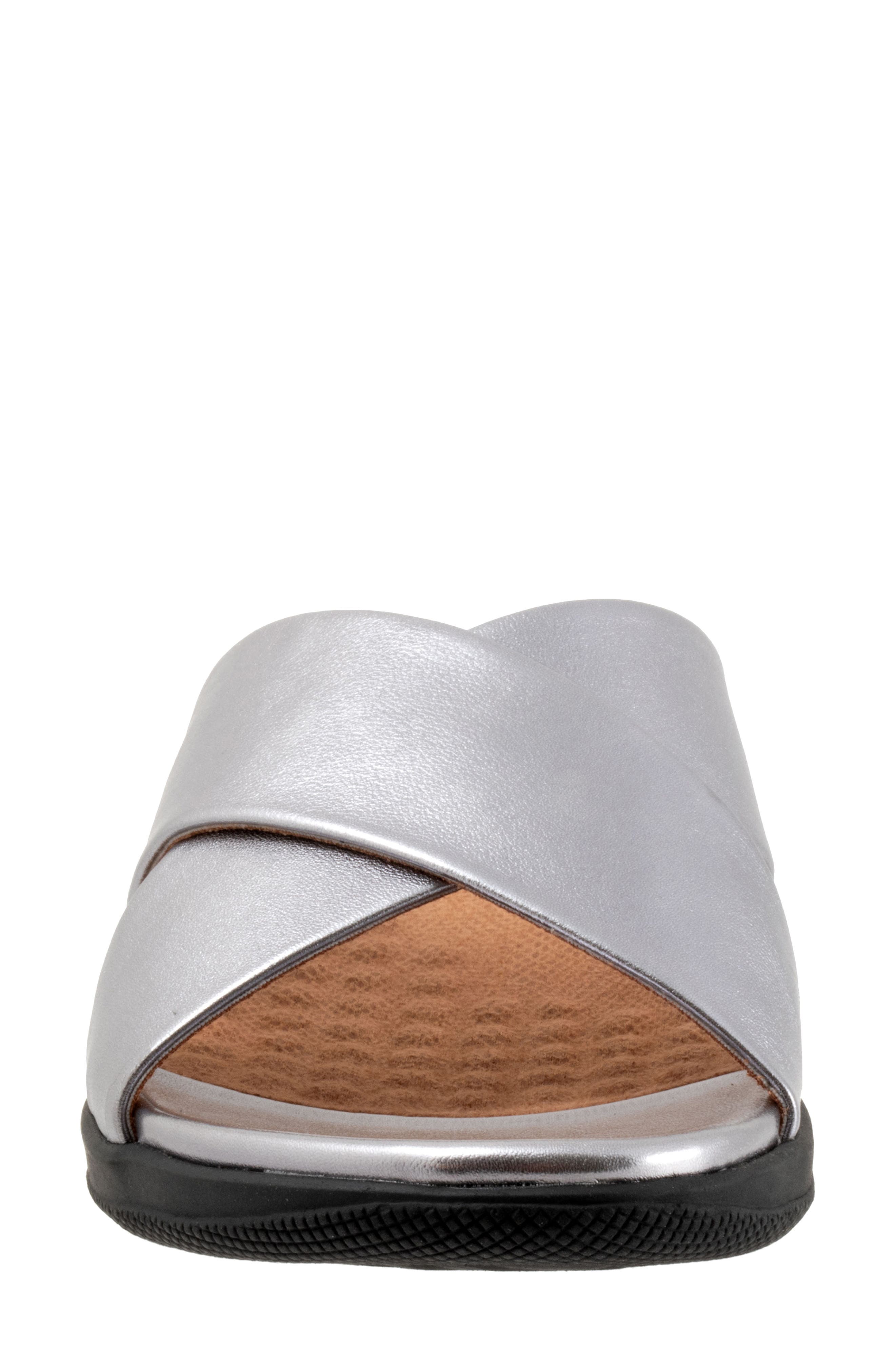 SoftWalk<sup>®</sup> 'Tillman' Leather Cross Strap Slide Sandal, Alternate, color, Pewter Leather