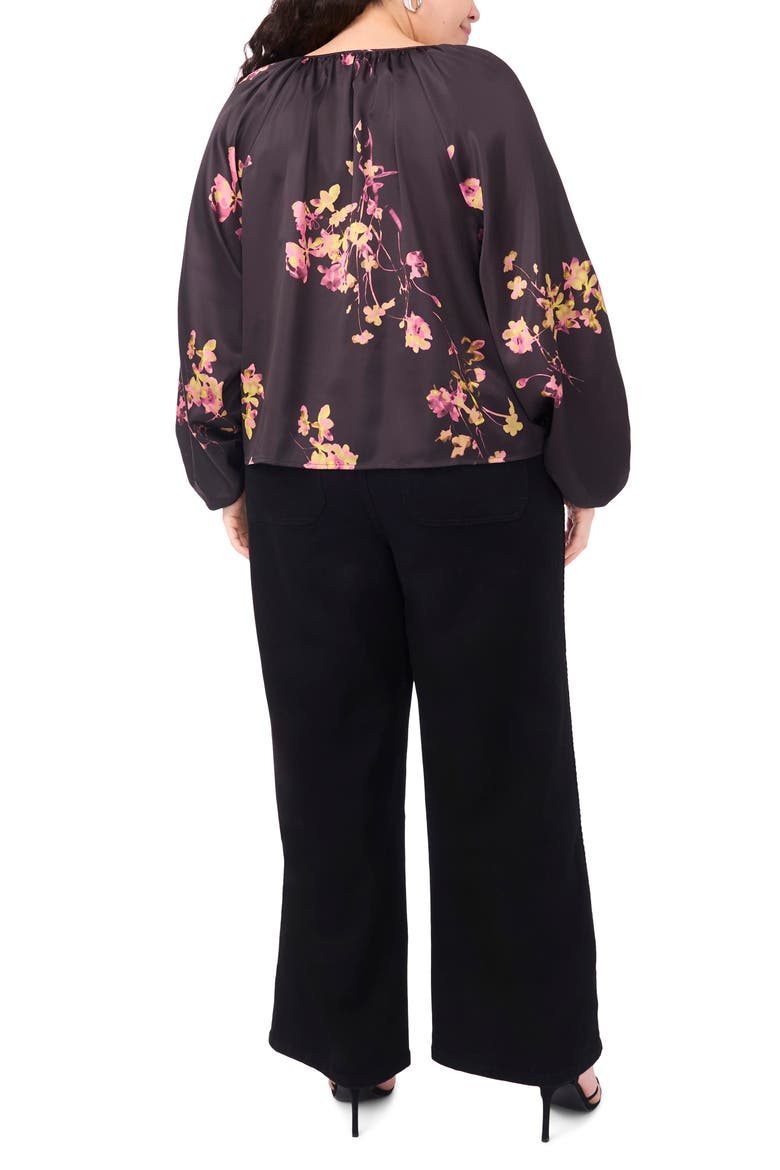 Floral Peasant Blouse, Alternate, color, RICH BLACK