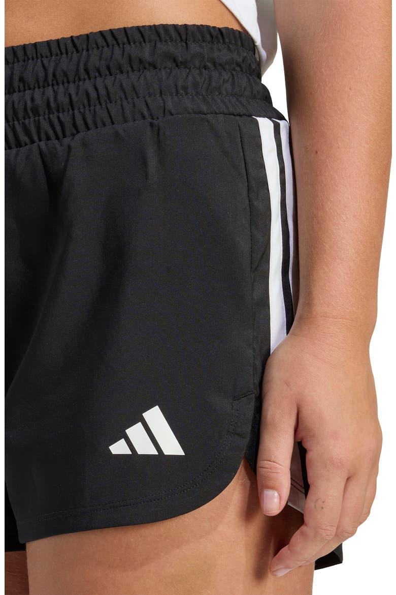Pacer High Waist Climacool Shorts, Alternate, color, BLACK/ WHITE