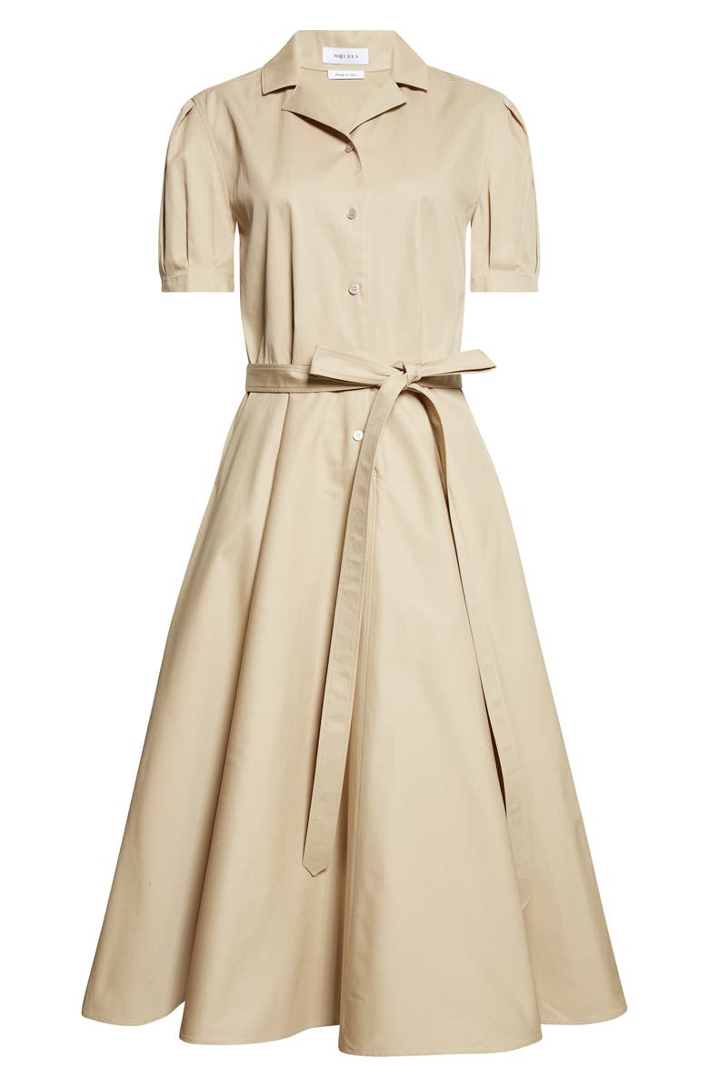 McQueen Belted Cotton Shirtdress, Main, color, Uniform Beige