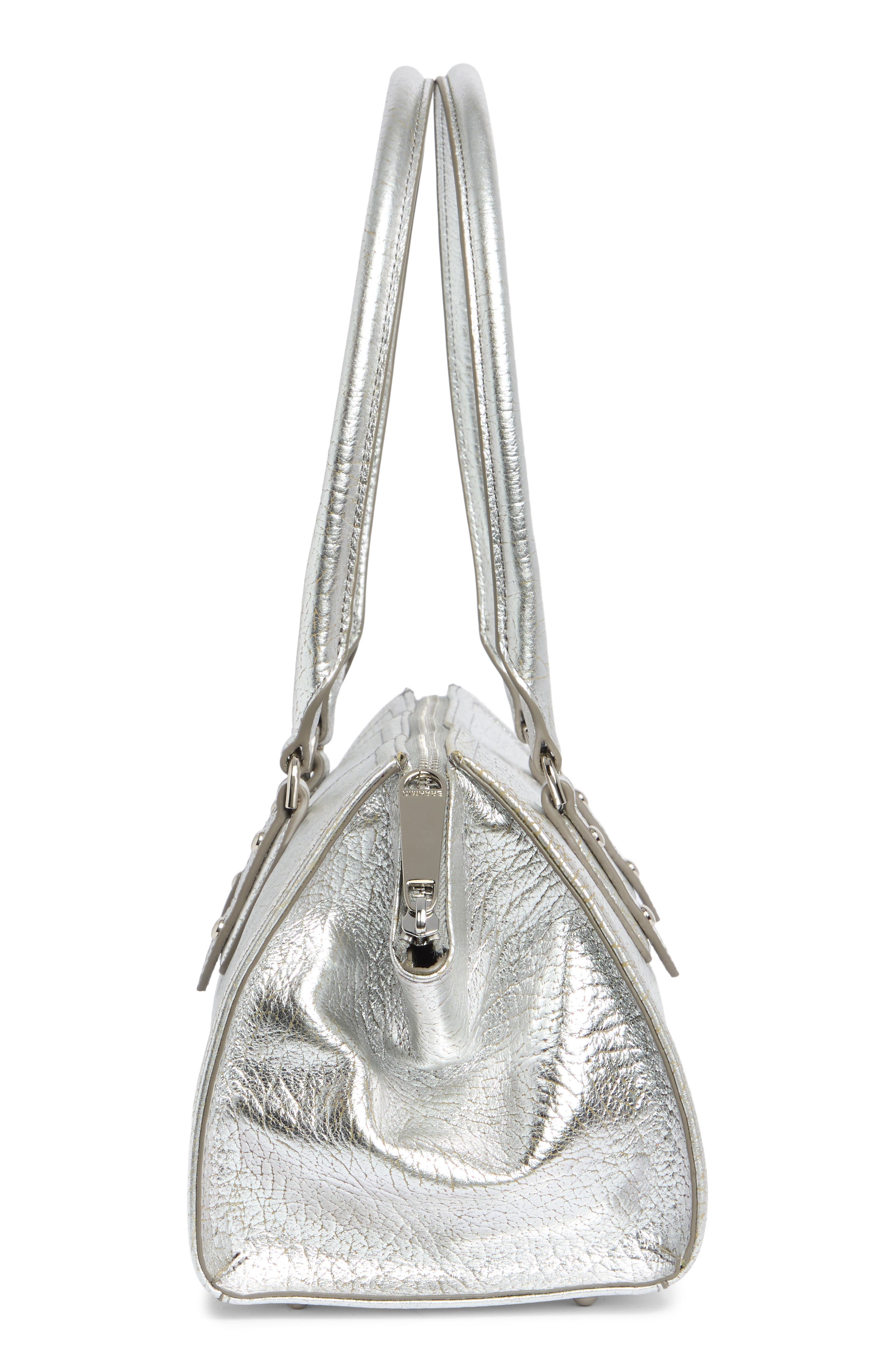 Sophia Metallic Leather Baguette Bag, Alternate, color, SILVER DUCHESS