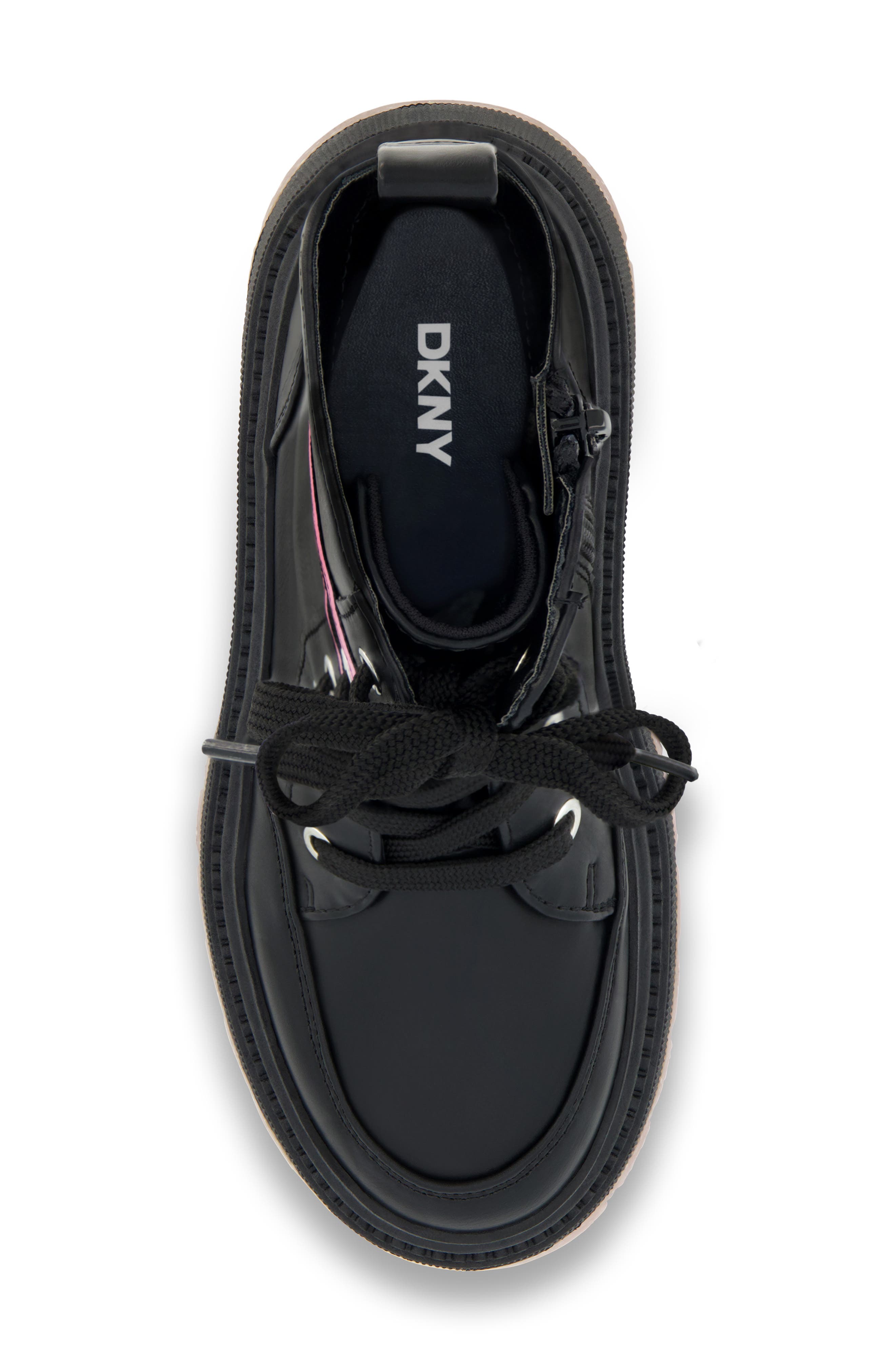 DKNY Kids' Crissa Webbed Logo Combat Boot, Alternate, color, Black