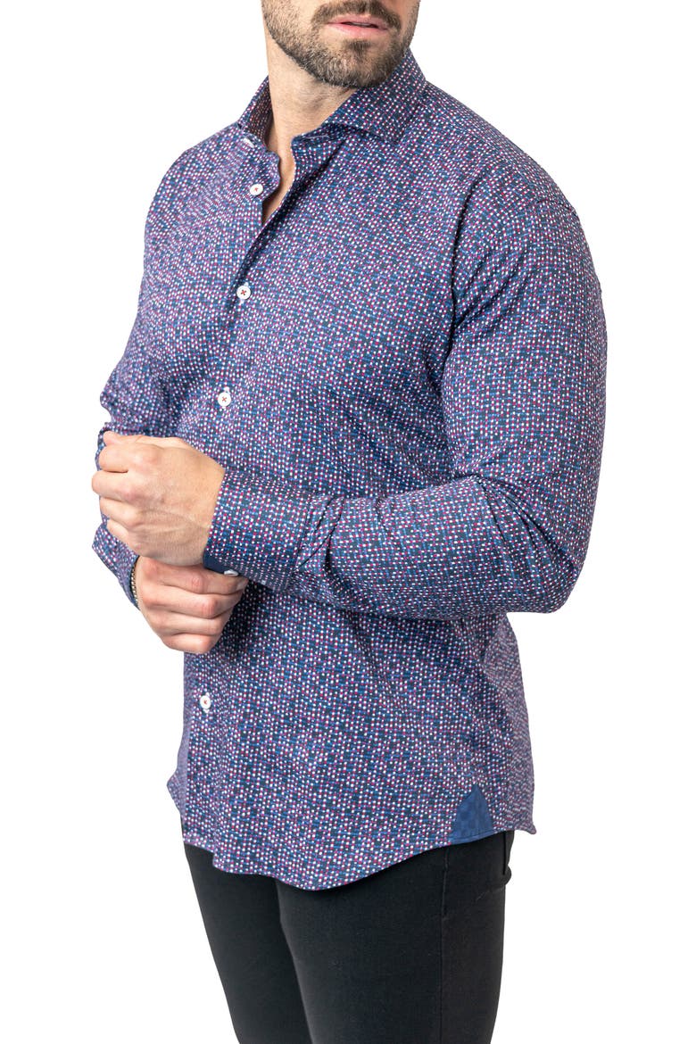 Einstein Stretchchain 60 Multi Contemporary Fit Button-Up Shirt, Alternate, color, PURPLE