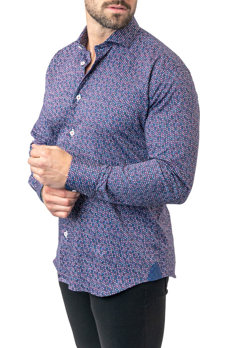 Maceoo Einstein Stretchchain 60 Multi Contemporary Fit Button-Up Shirt, Alternate, color, Purple