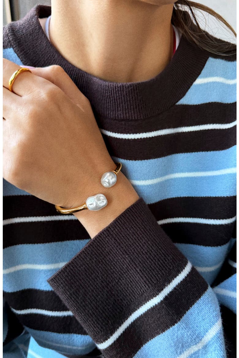 Francesca Hinge Cuff Bracelet, Alternate, color, PEARL