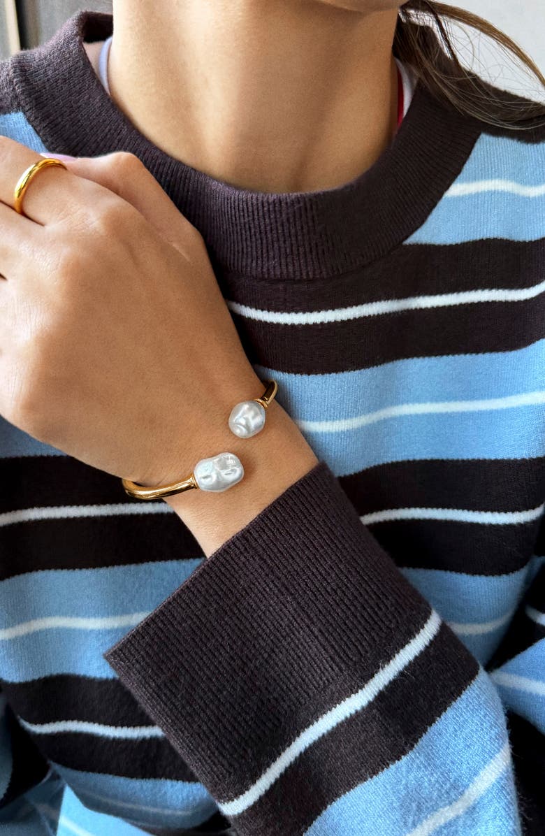 BaubleBar Francesca Hinge Cuff Bracelet, Alternate, color, Pearl