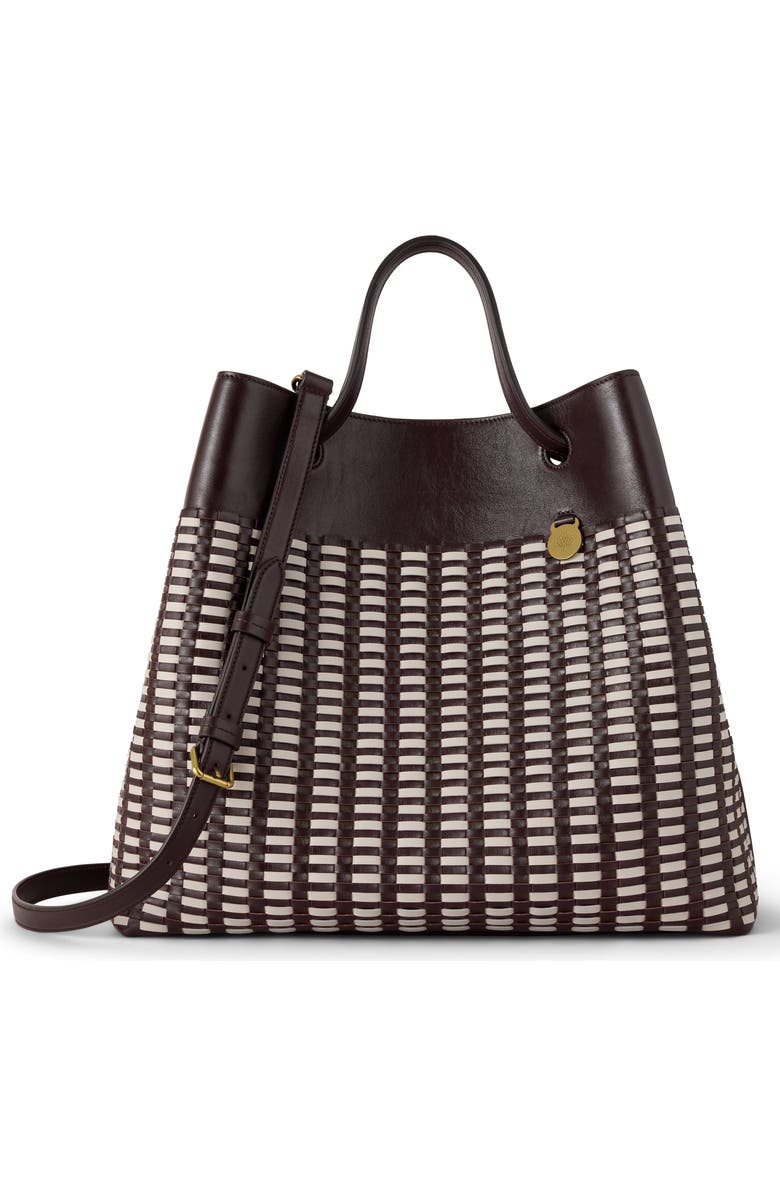 Mulberry Woven Leather Tote, Main, color, Ebony-Crumpet
