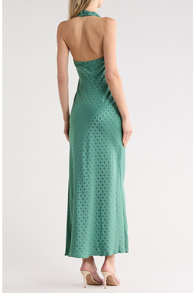 Maggie Halter Neck Jacquard Dress, Alternate, color, CLOVER