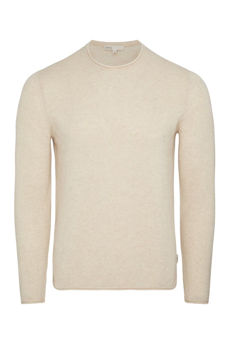 Linen Cashmere Rollneck Sweater, Alternate, color, Natural Melange