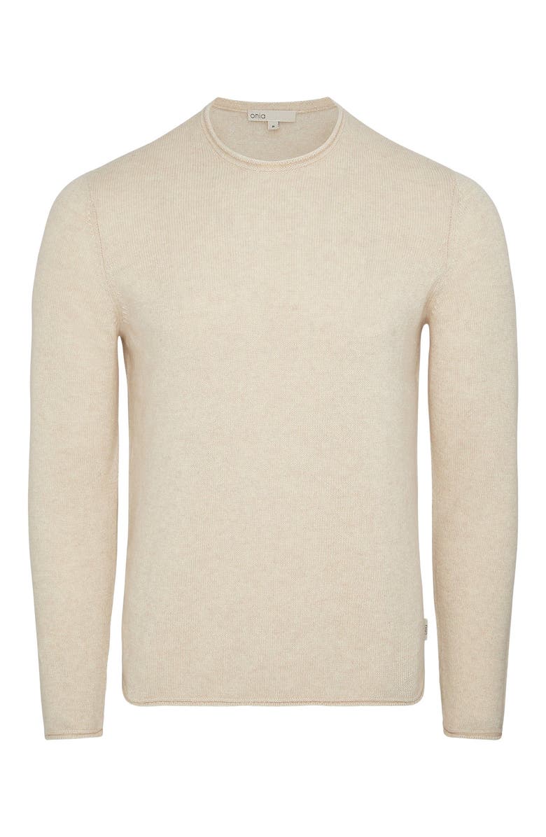 Onia Linen Cashmere Rollneck Sweater, Alternate, color, Natural Melange