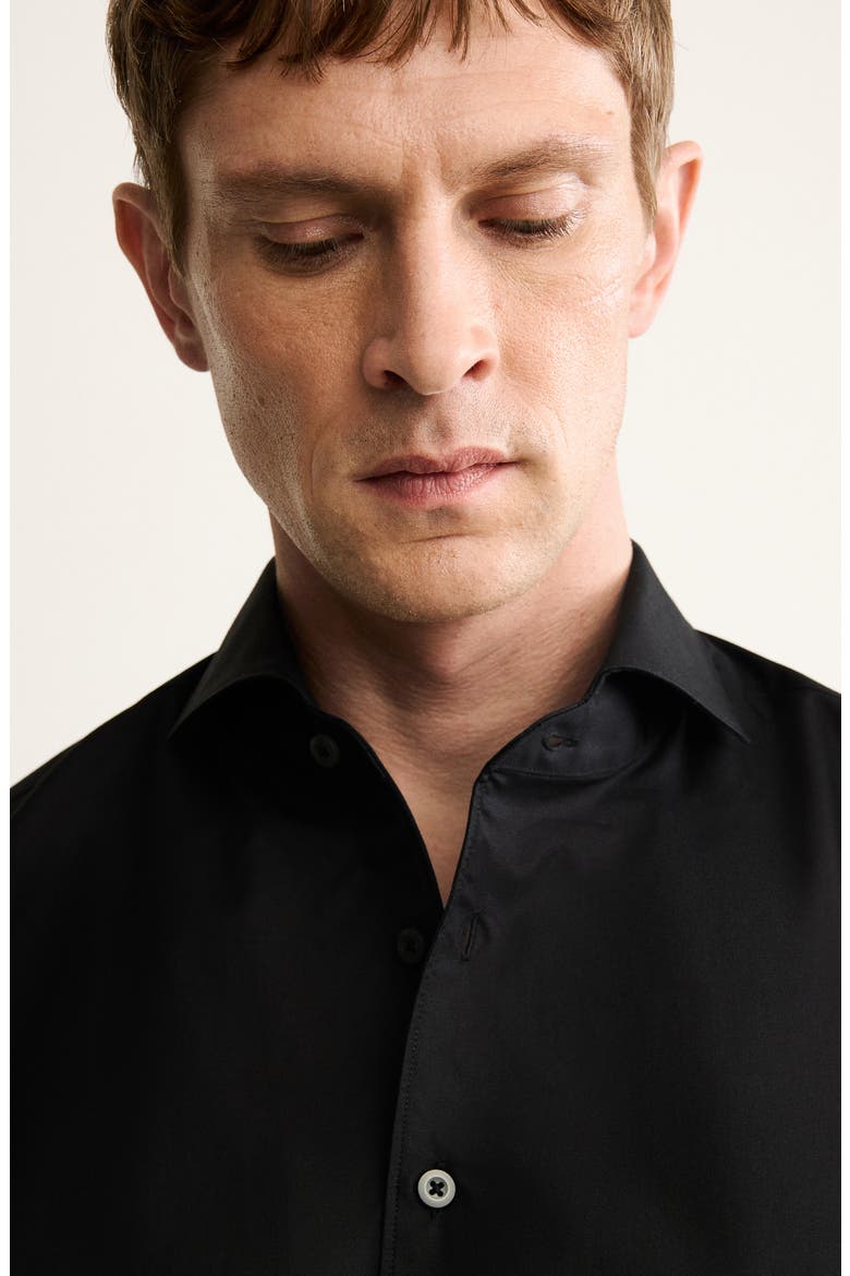 Regular Fit Cotton Button-Up Shirt, Alternate, color, BLACK