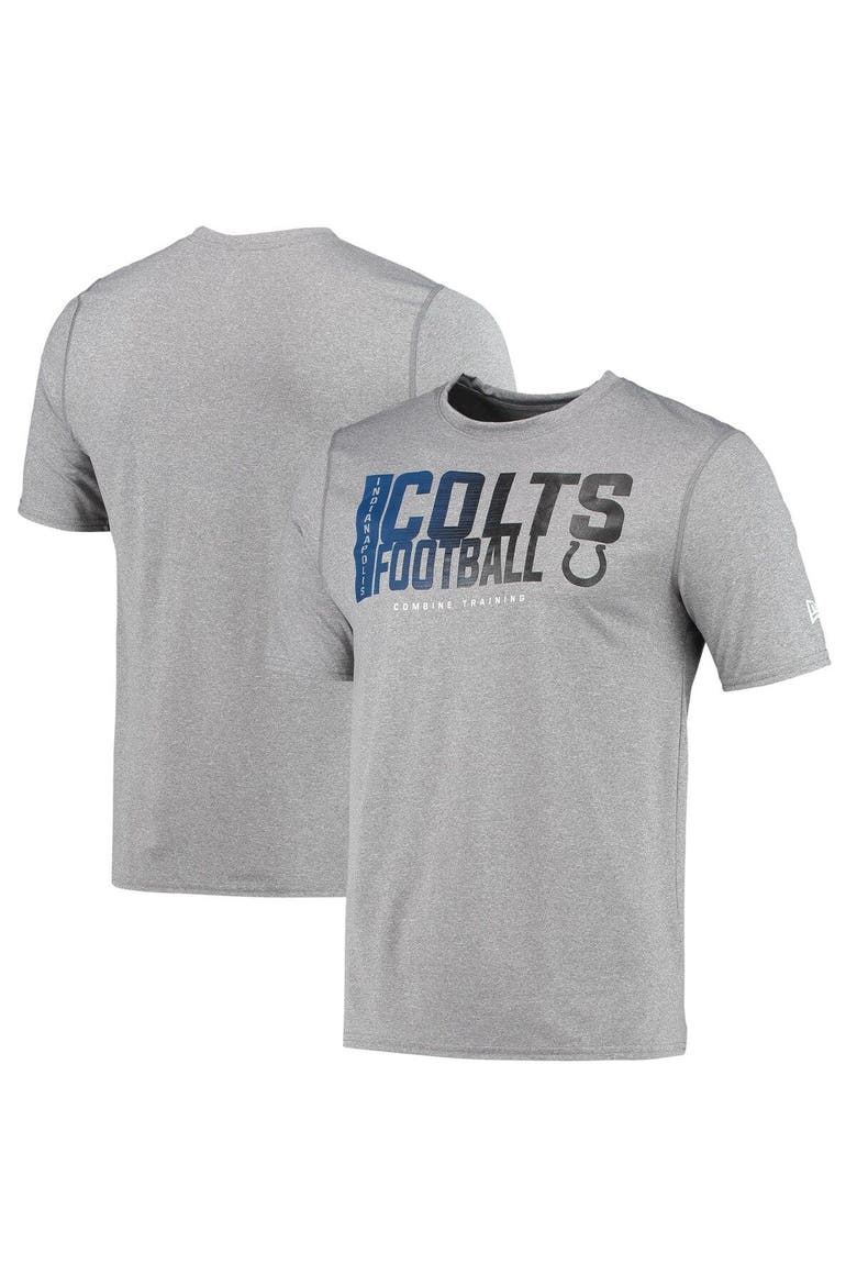 Men's New Era Heathered Gray Indianapolis Colts Combine Authentic Game On T-Shirt, Alternate, color, Heather Gray
