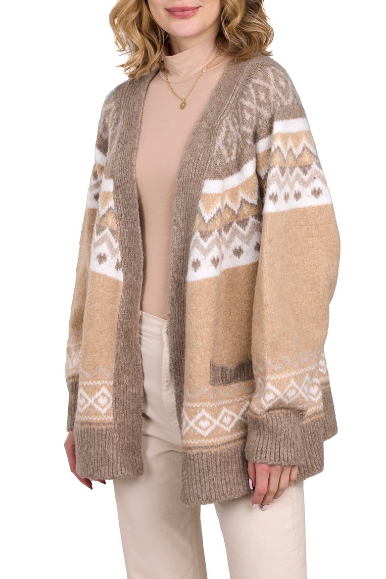 Cozy Fair Isle Cardigan, Main, color, BROWN