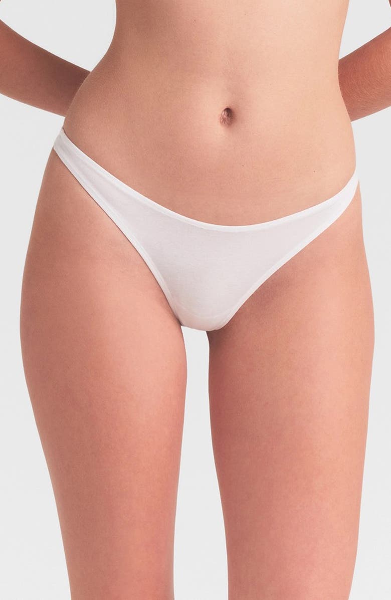 SKIMS Everyday Cotton Thong, Main, color, Snow