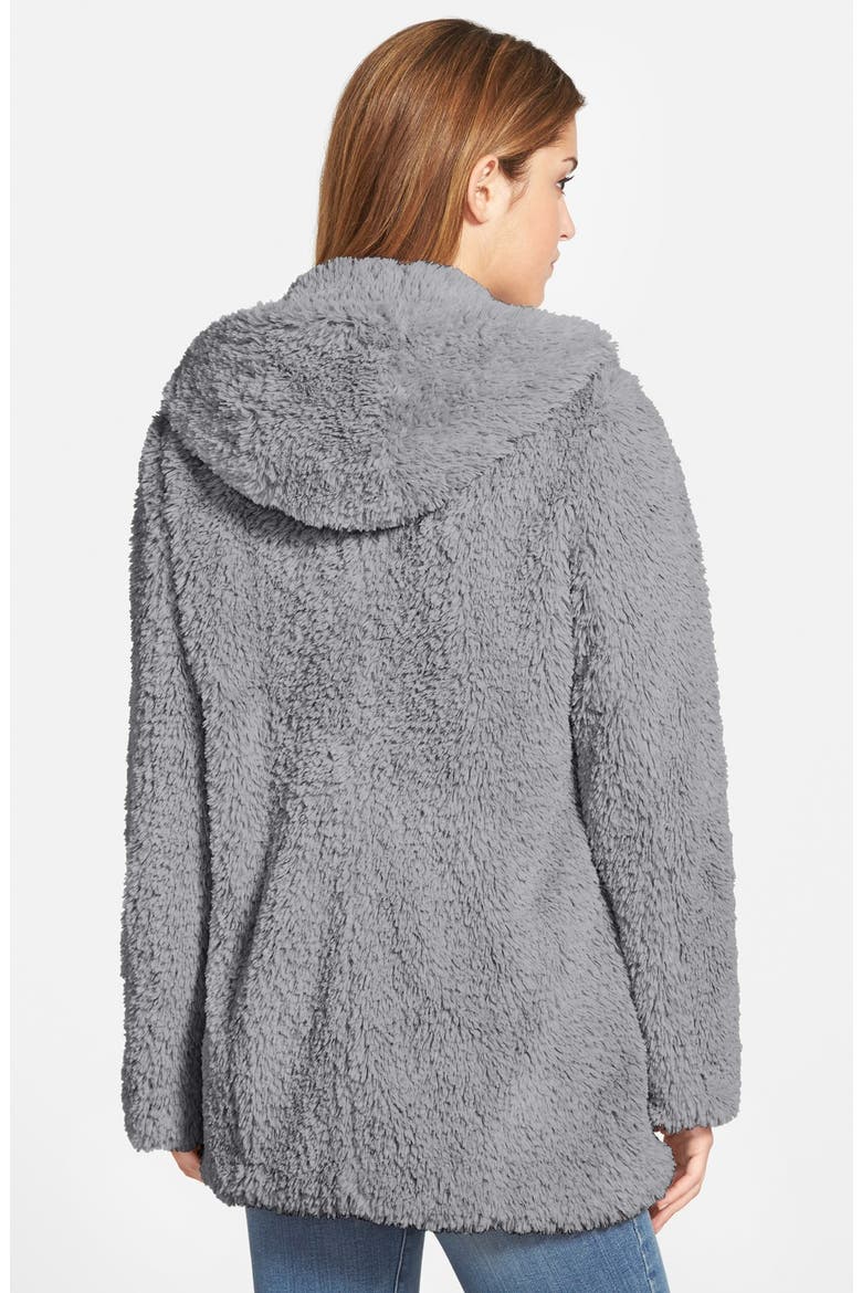 'Teddy Bear' Faux Fur Hooded Coat, Alternate, color, PALE GREY