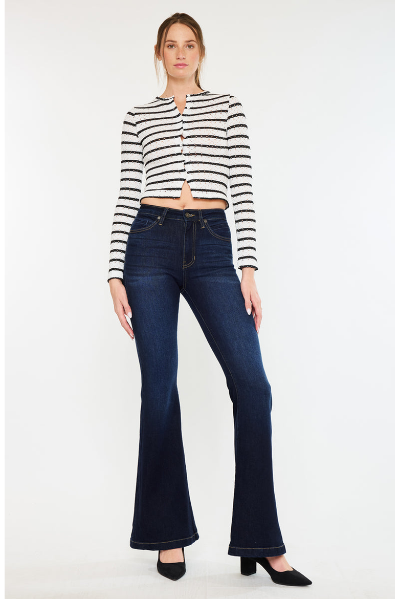Roel High Rise Super Flare Stretch Jeans, Alternate, color, Dark Wash