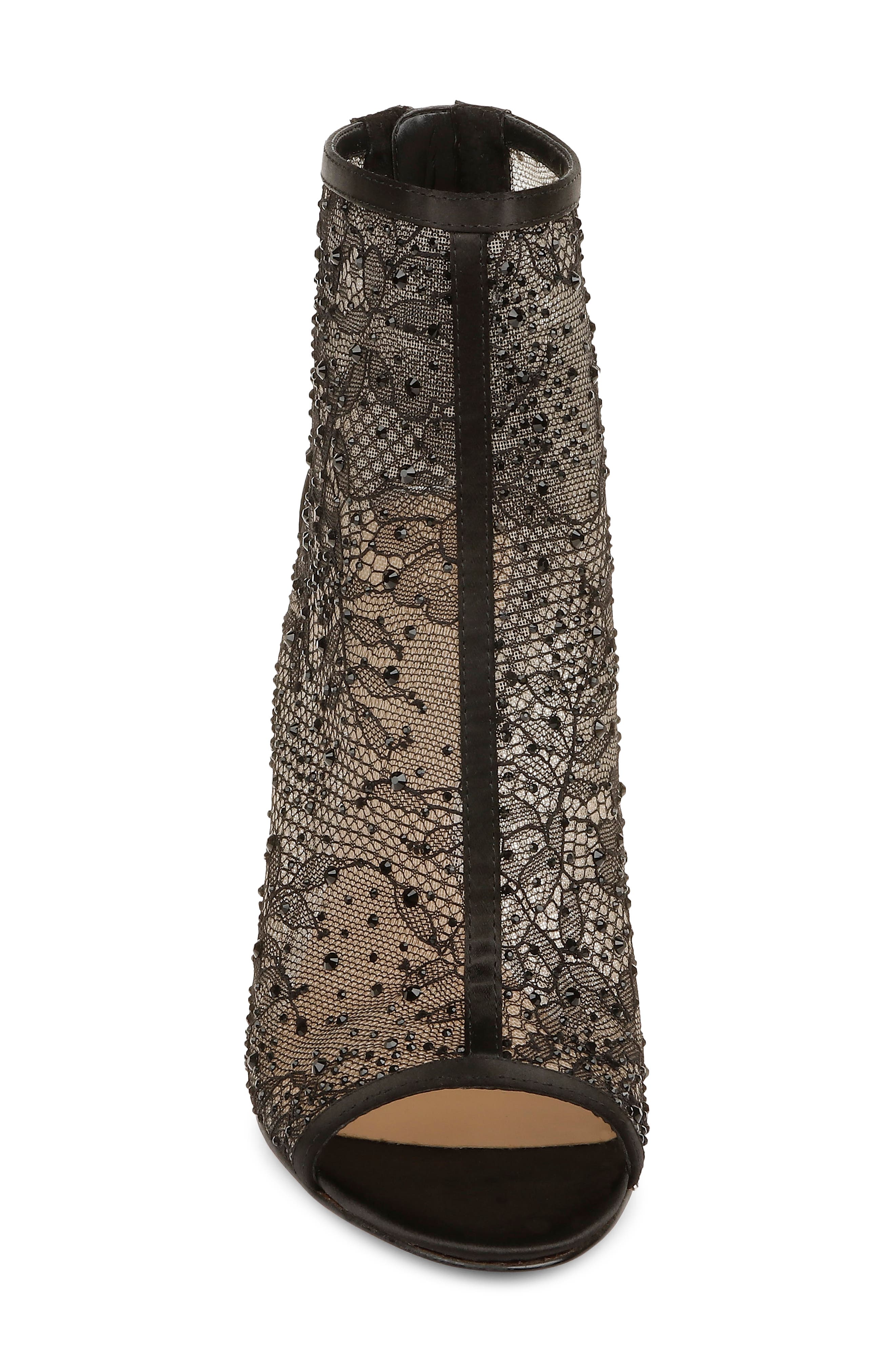 Jewel Badgley Mischka Jewel Crystal Embellished Lace Bootie, Alternate, color, 