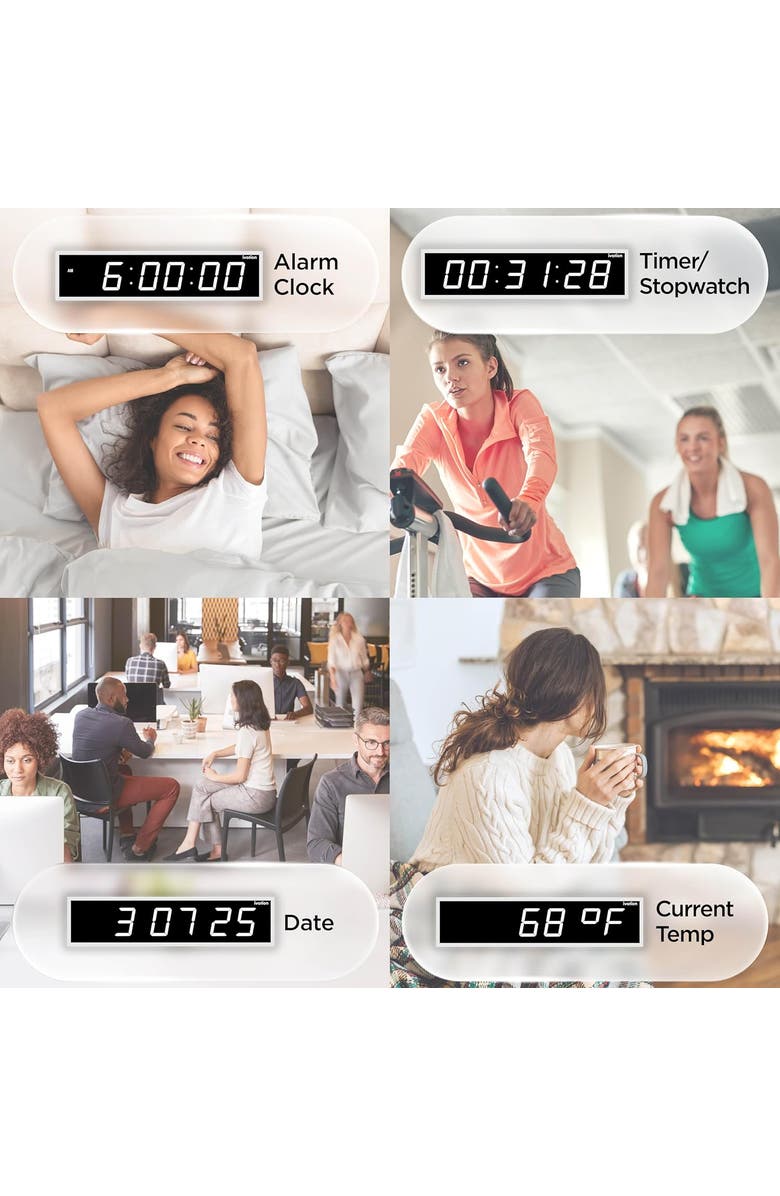 Ivation Large Digital Clock, 48 Led Wall Clock with Stopwatch, Alarms, Timer, Temp & Remo, Alternate, color, White