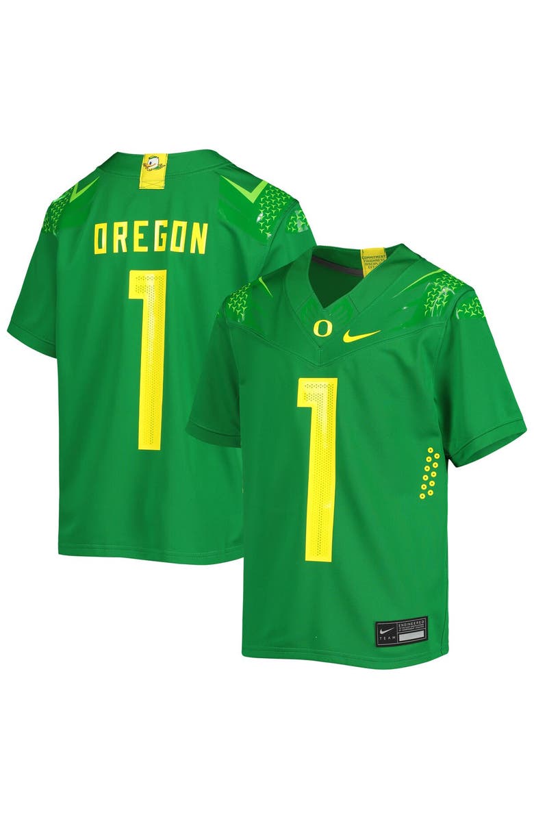 Nike Youth Nike #1 Green Oregon Ducks Untouchable Replica Football Jersey, Main, color, 