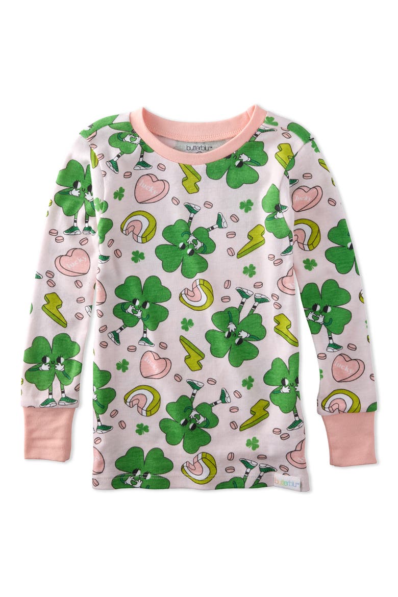Kids' Zen Two-Piece Organic Cotton Pajamas, Alternate, color, HAPPY GO LUCKY