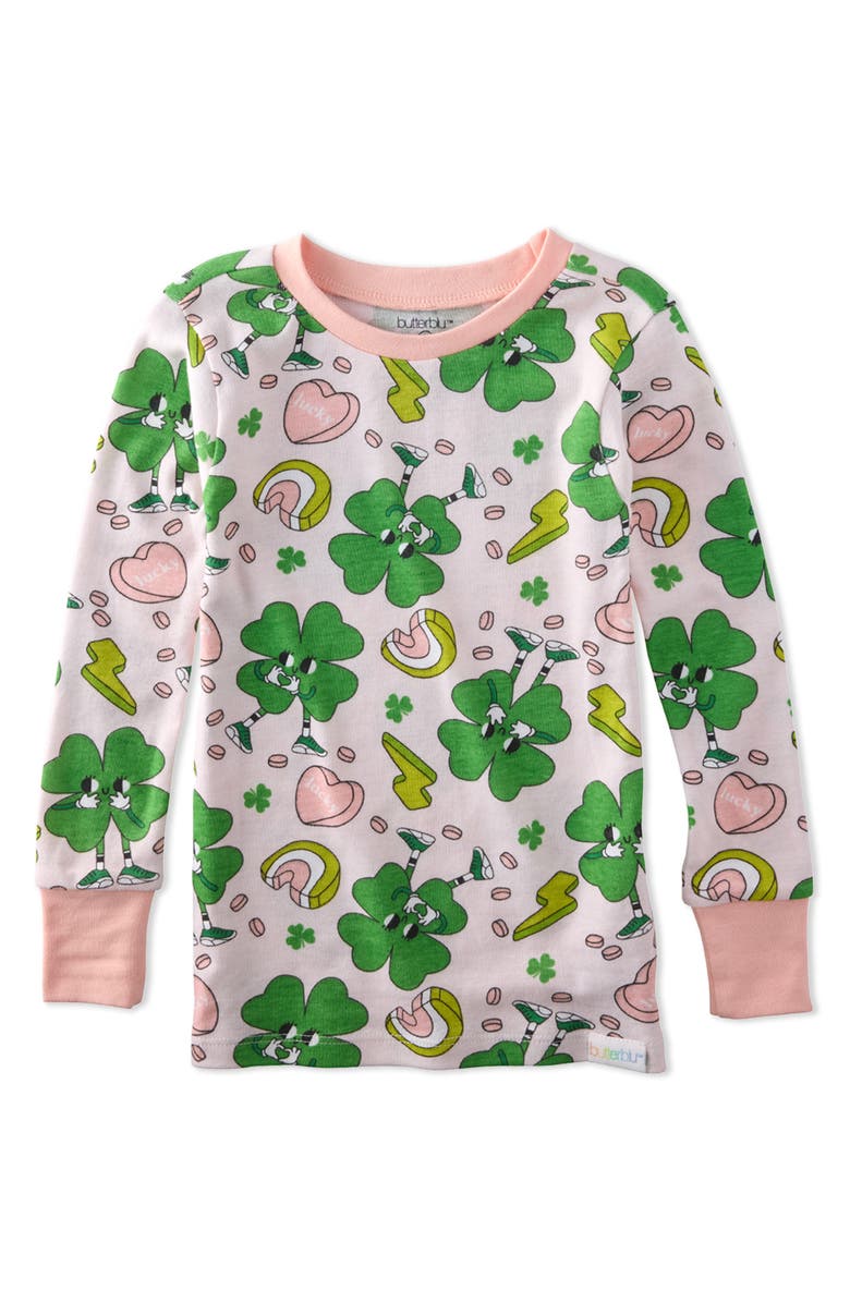 BUTTERBLU Kids' Zen Two-Piece Organic Cotton Pajamas, Alternate, color, Happy Go Lucky