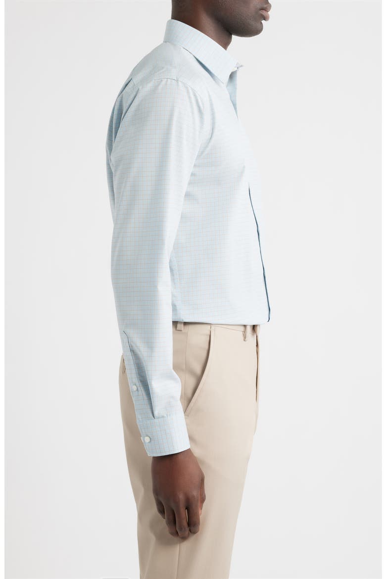 Arcadia Signature Trim Fit Check Cotton Dress Shirt, Alternate, color, BLUE ARCADIA PLAID