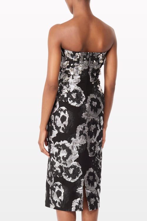 Jenny Packham Black Lotus Floral-print Embellished Midi Dress In Multi