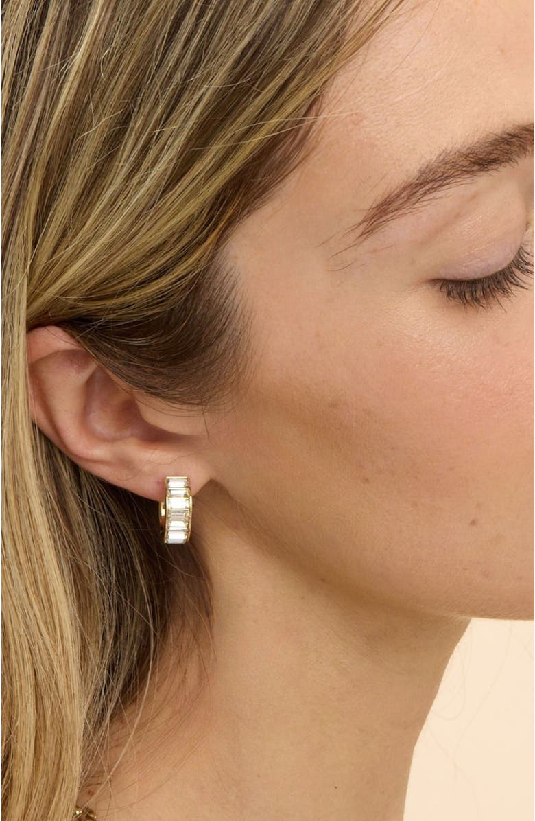 Stella & Dot Channel Set Hoop Earrings, Alternate, color, Gold