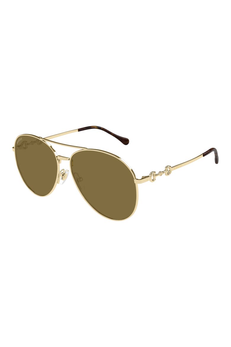 60mm Pilot Sunglasses, Alternate, color, GOLD