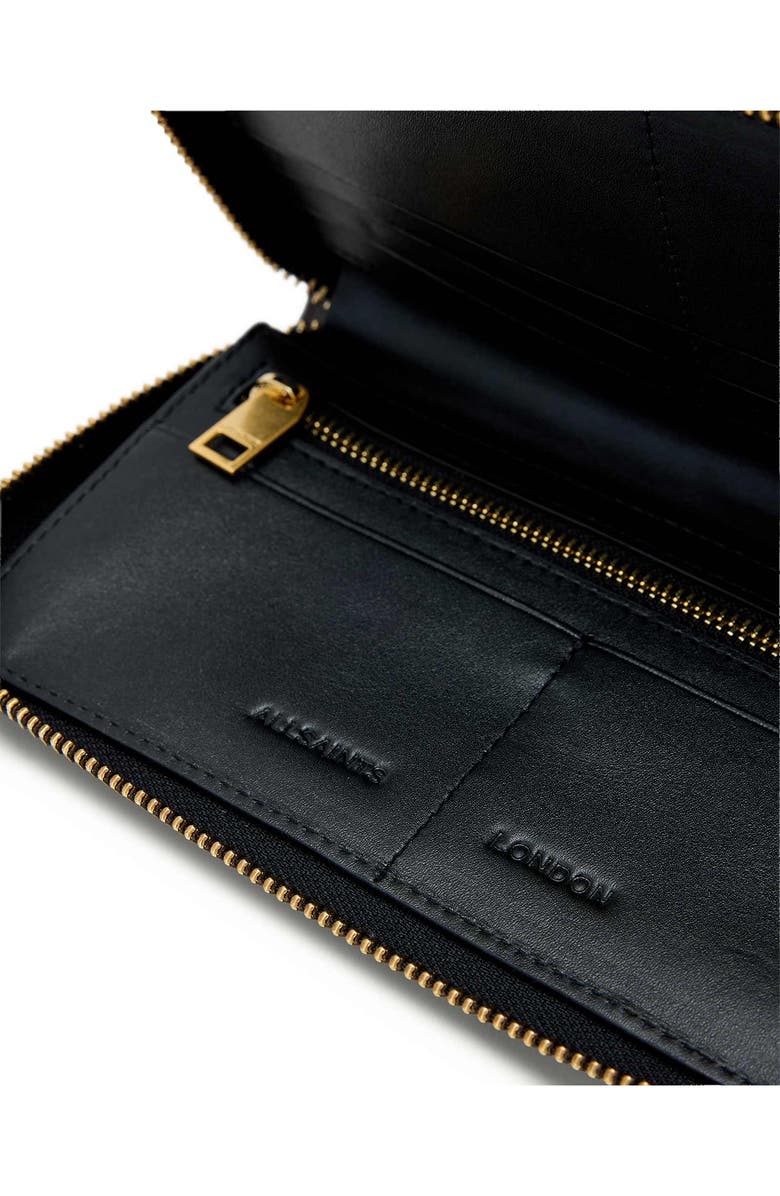 AllSaints Lena Continental Leather Wallet, Alternate, color, Burnt Umber Red