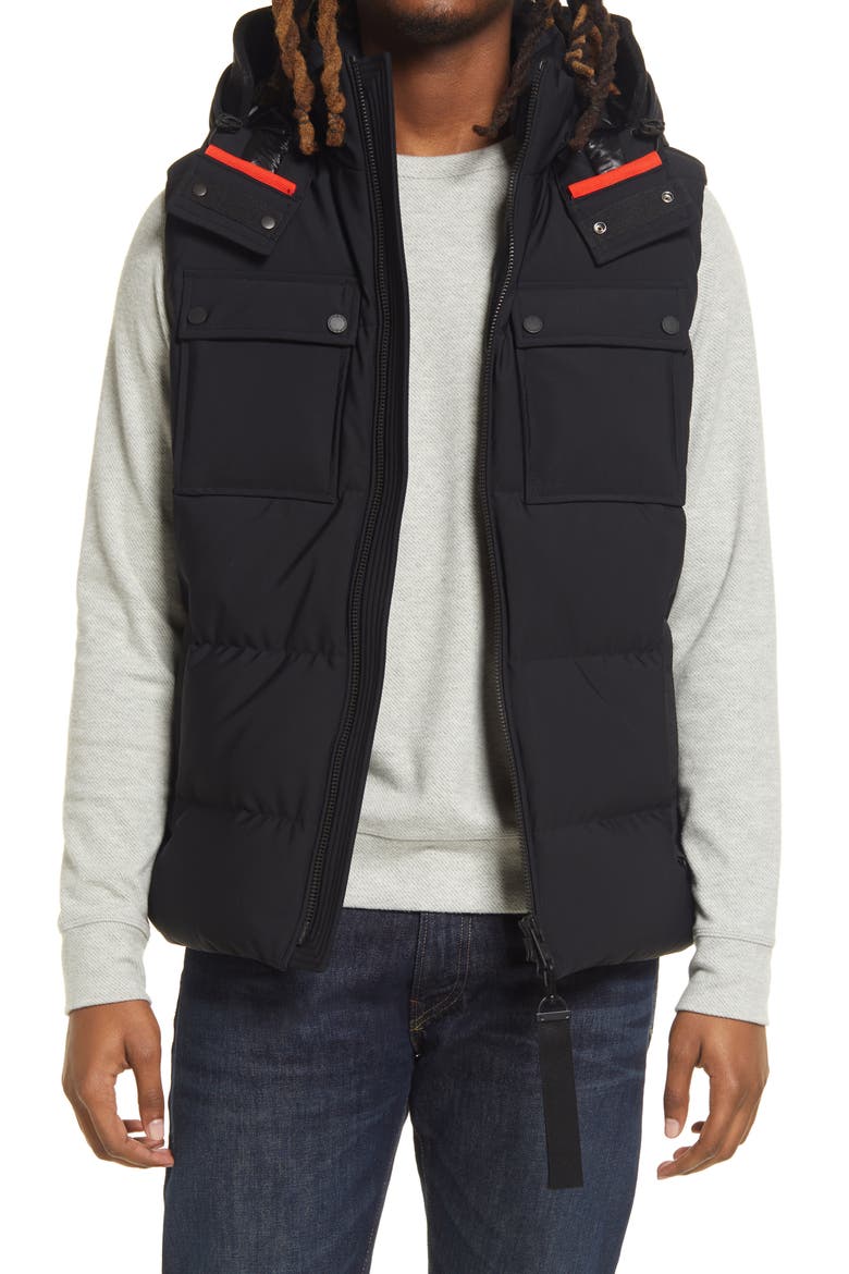Men's Percival Water Repellent 775 Fill Power Down Hooded Vest, Main, color, BLACK