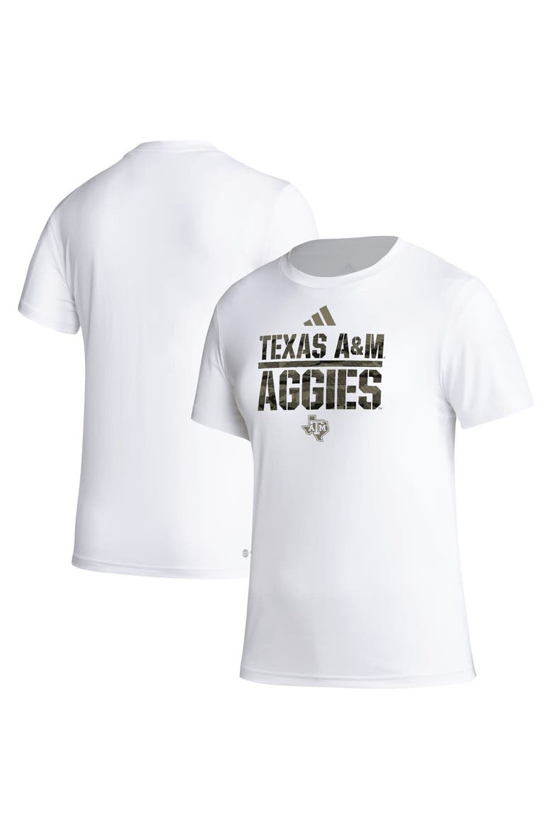 Women's adidas White Texas A&M Aggies AEROREADY Military Appreciation Pregame T-Shirt, Alternate, color, White