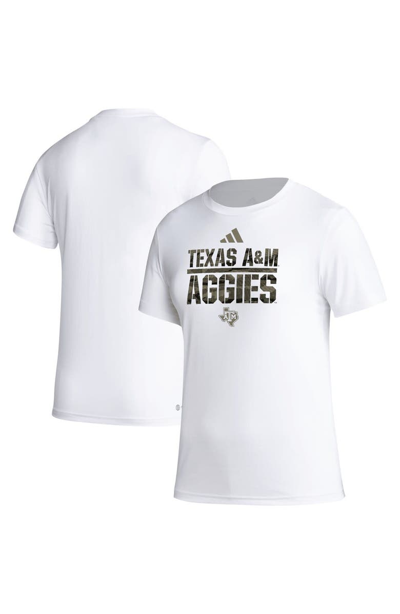 adidas Women's adidas White Texas A&M Aggies AEROREADY Military Appreciation Pregame T-Shirt, Alternate, color, White