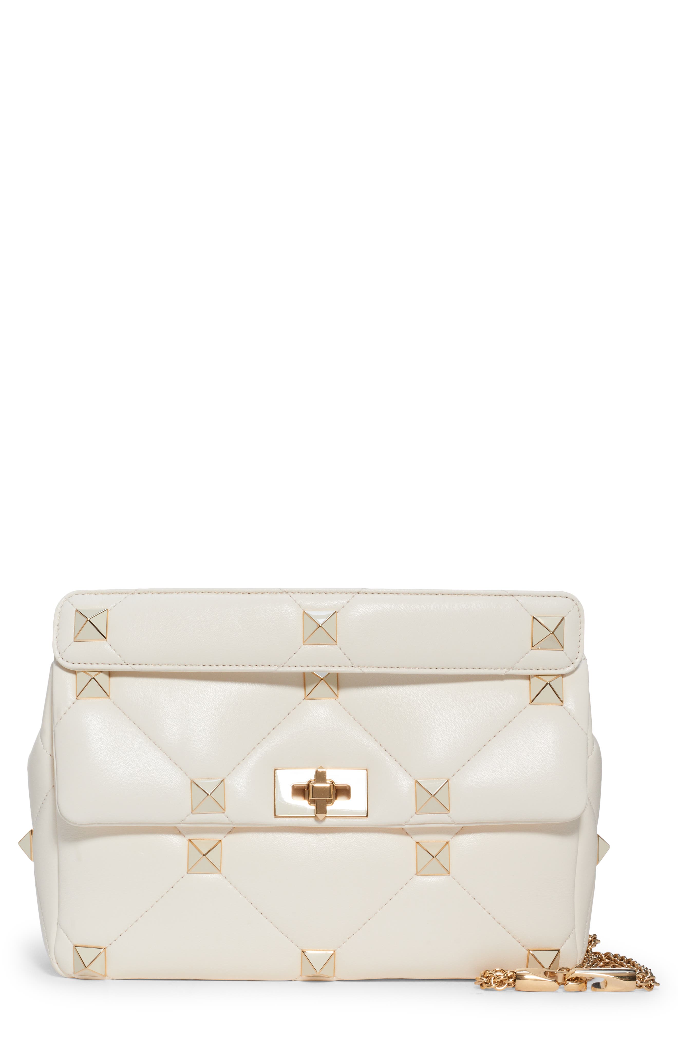 Valentino Garavani Enameled Roman Stud Leather Bag, Main, color, 