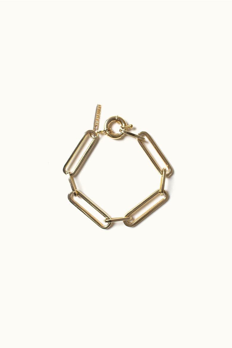 Paperclip Gold Chain Necklace Bracelet Set, Alternate, color, Gold