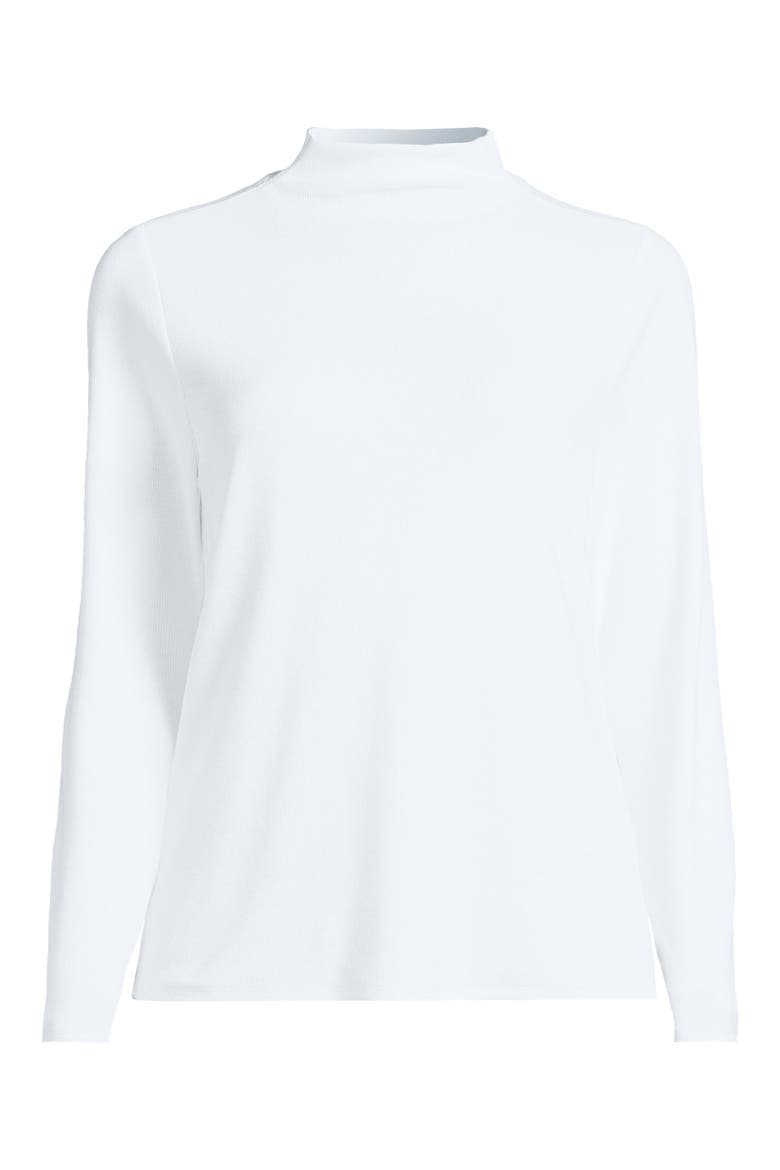 Drapey Rib Skimming Long Sleeve Mock Neck, Alternate, color, Crisp White