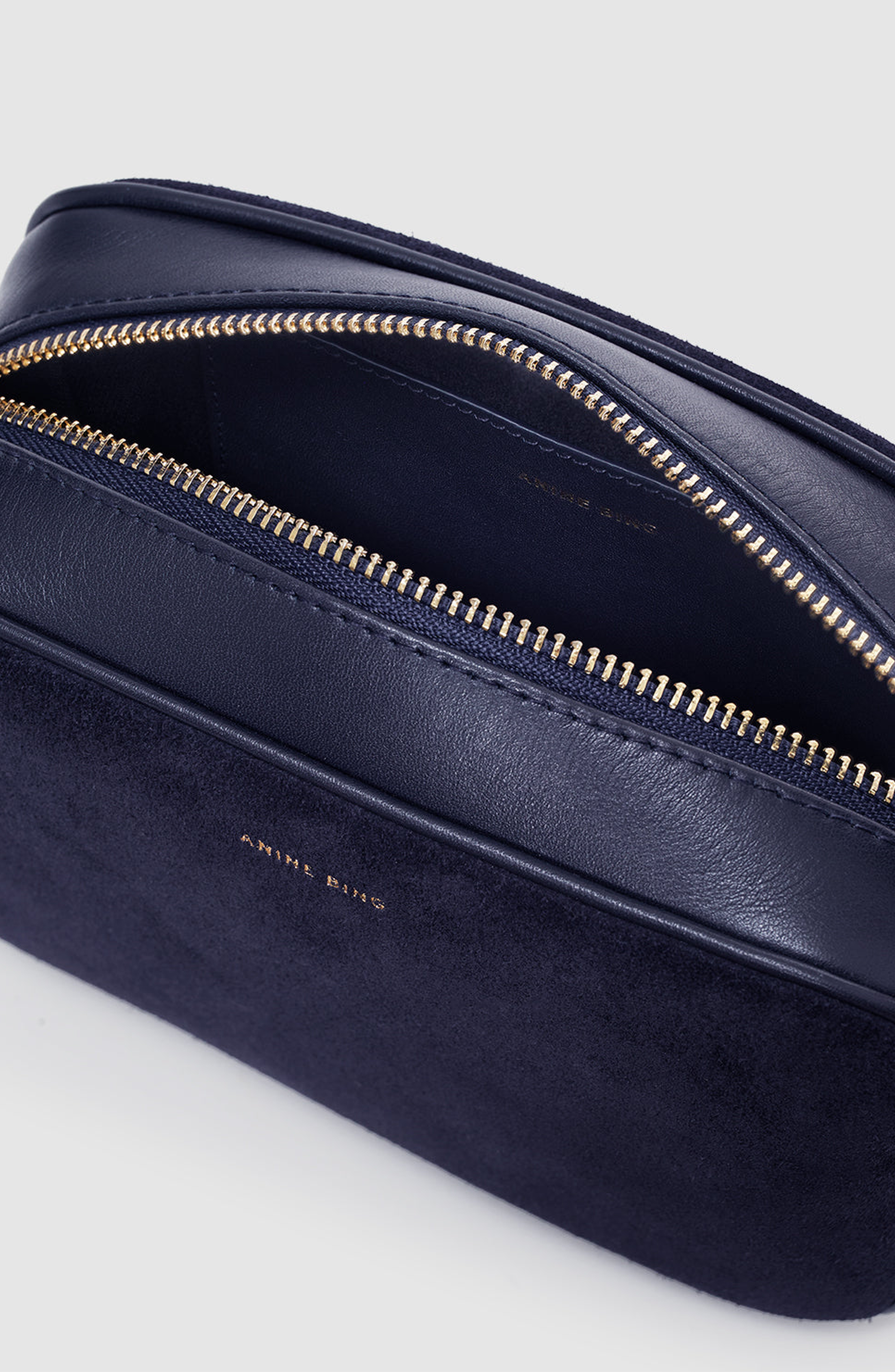 ANINE BING Elly Camera Bag, Alternate, color, Navy Suede