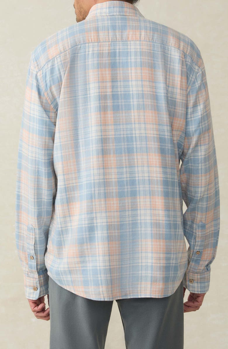 Faherty Breeze Linen Blend Button-Down Shirt, Alternate, color, Coral River Plaid