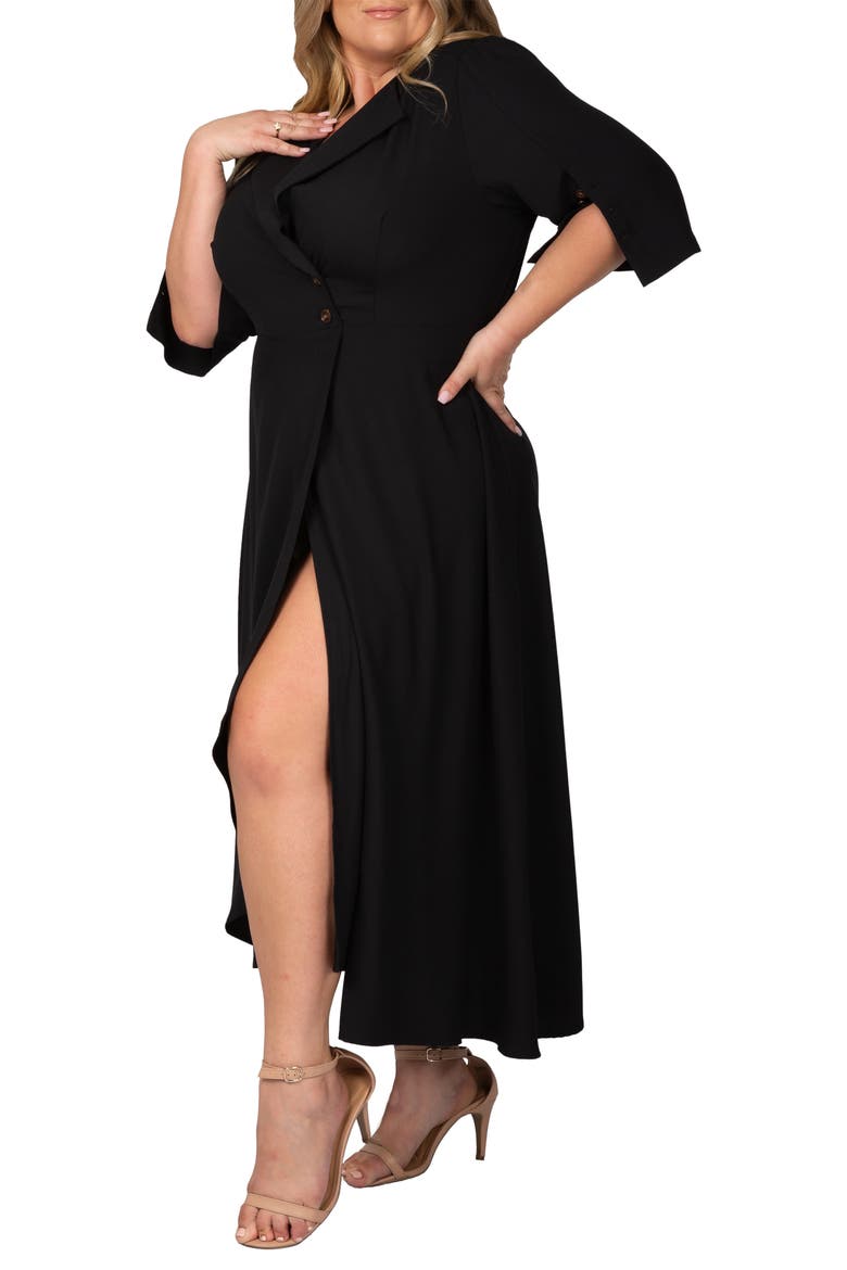 Slit Sleeve Maxi Dress, Alternate, color, BLACK