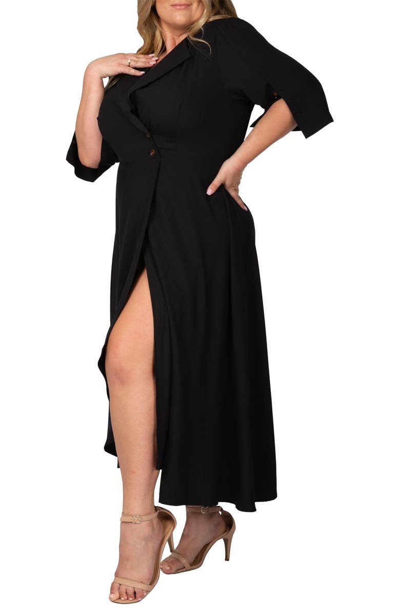 Standards & Practices Slit Sleeve Maxi Dress, Alternate, color, Black