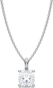 ALLUREZ Cushion Solitaire Lab Diamond Pendant Necklace 14K 1.50ct