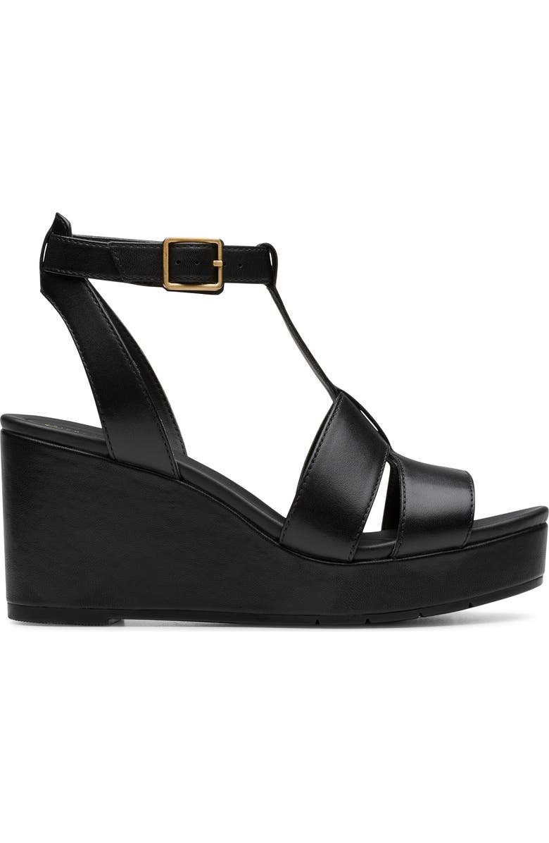 Clarks<sup>®</sup> Sabina Hope Platform Wedge Sandal, Alternate, color, Black Leather