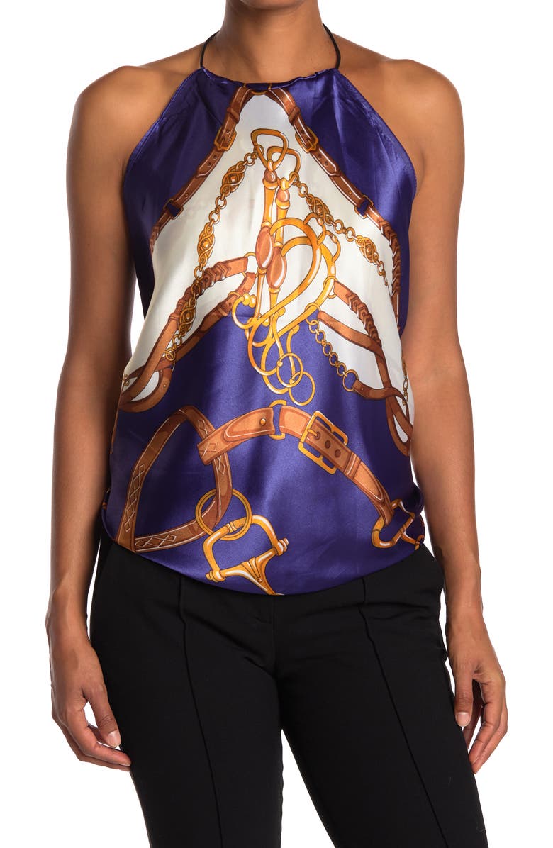 La Fiorentina Chain Print Scarf, Main, color, Dark Blue