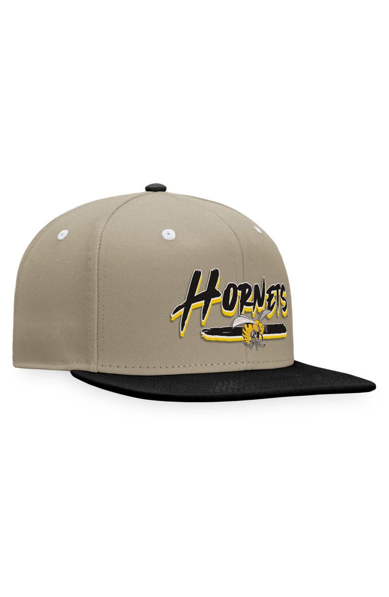 TOP OF THE WORLD Men's Top of the World Khaki/Black Alabama State Hornets Land Snapback Hat, Alternate, color,