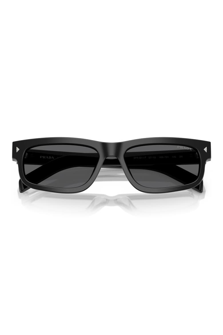 57mm Rectangular Sunglasses, Alternate, color, DARK GREY