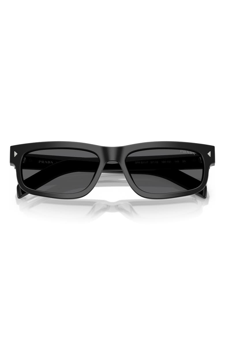 Prada 57mm Rectangular Sunglasses, Alternate, color, Dark Grey