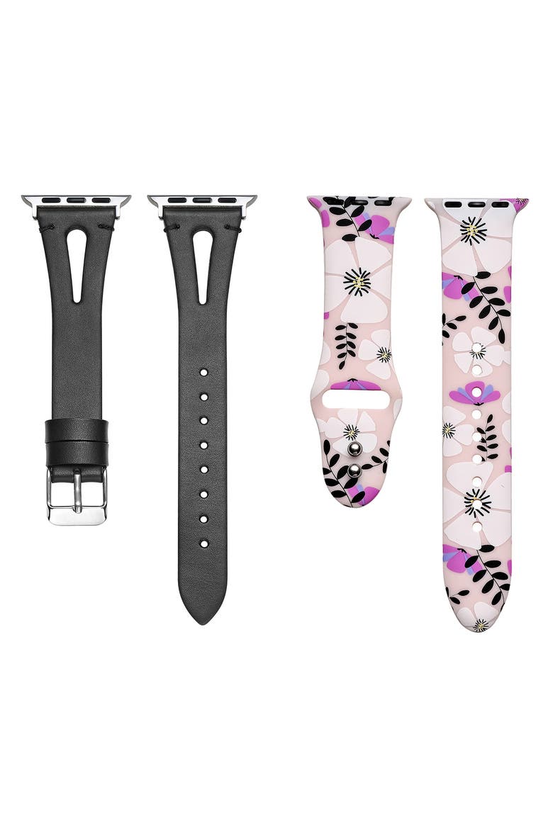 Sage Leather and Silicone Watchband Set of 2, Alternate, color, ASSORTED