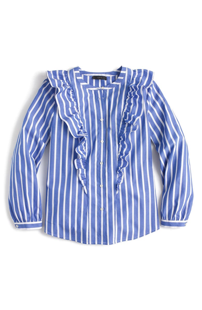 J.Crew Ruffle Stripe Shirt, Alternate, color, 