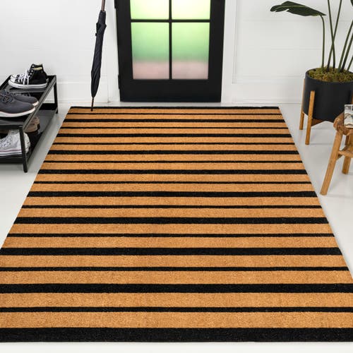 Jonathan Y Peater Classic Casual Commerical Natural Coir Mat Indoor/outdoor In Black