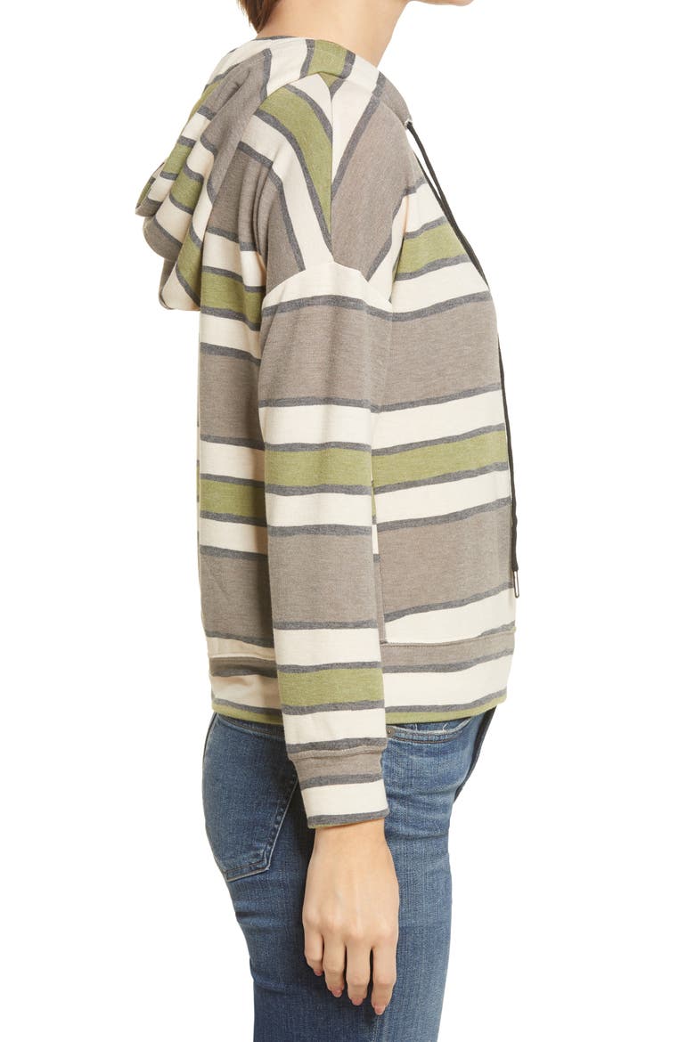 Hooded Sweatshirt, Alternate, color, BROWN/ GREY/ OLIVE STRIPE #1E